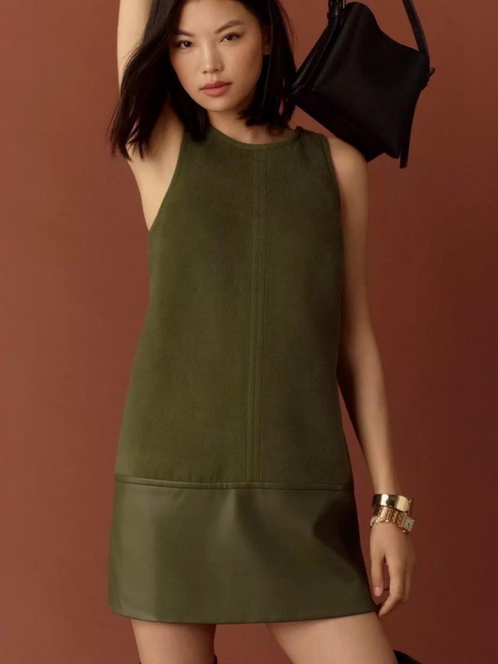 Faux Leather Shift Mini Dress by Anthropologie